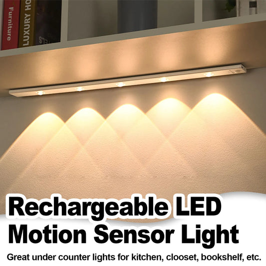 Bande lumineuse LED ultra-mince à détecteur de mouvement, tricolore, rechargeable par USB