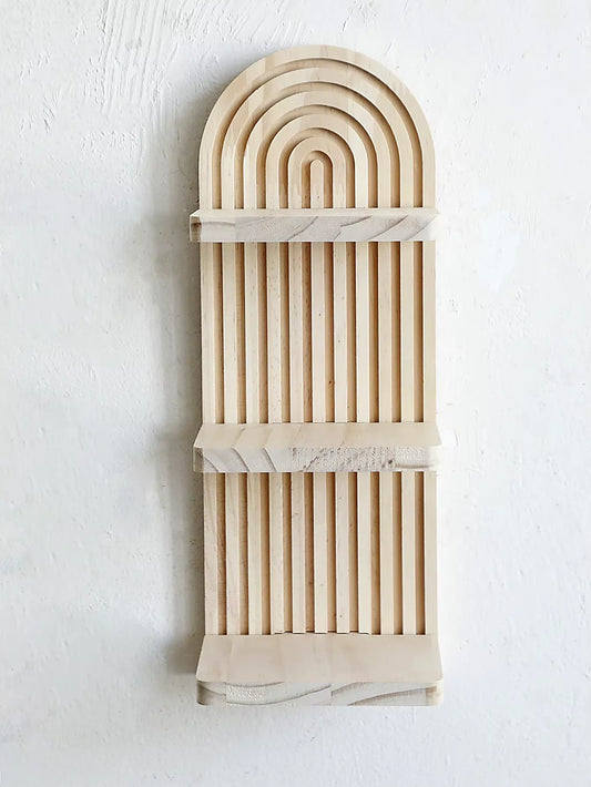 Étagère murale bohème à 3 niveaux en bois (1 pièce)