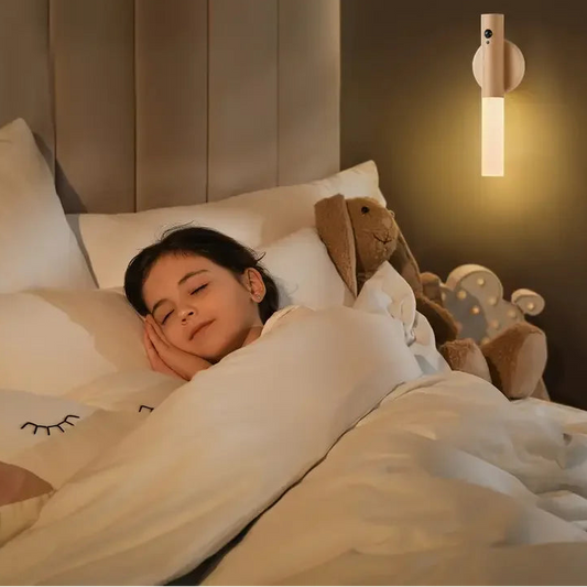 Applique murale avec capteur et base magnétique – Bois et LED intelligente