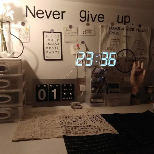 Horloge murale et de table numérique LED 3D, veilleuse au design moderne