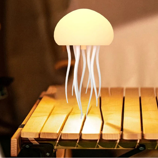 Lampe de chevet LED méduse dessin animé, commande vocale, dégradé, mignonne, rotative, lampe de table RGB, décoration de chambre